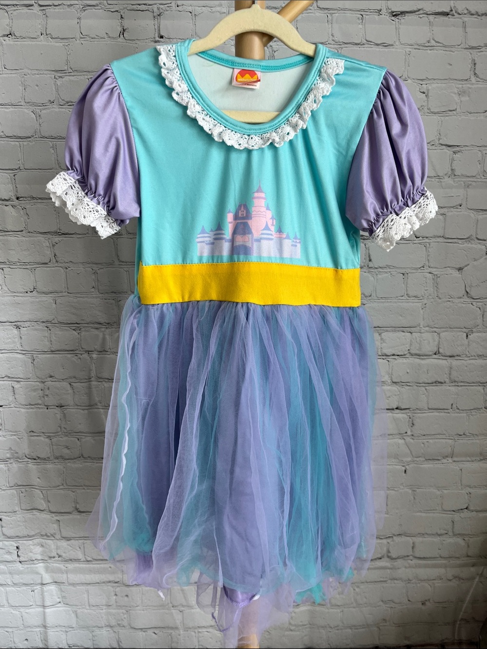 Kids Princess Castle Tulle Costume Dress - Blue and Purple